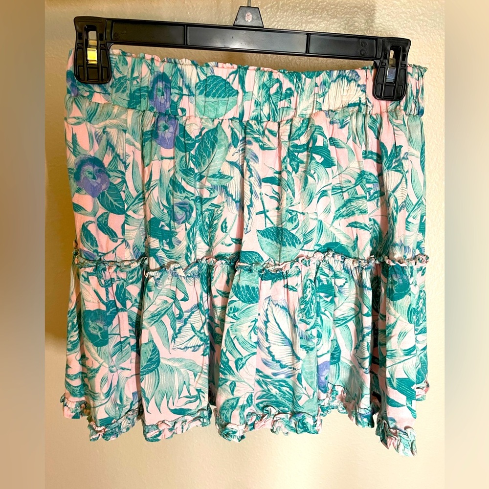 Beachy Pink Floral Pleated Stretchy Skirt